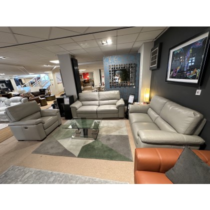 Rosie 2.5 Seater Electric Reclining Sofa, 2 Seater and Power Reclining Chair in Grey Leather