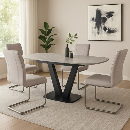 Tanaro 120-190cm Motion Extendable Dining Table and 4 Chairs Tanaro 120-190cm Motion Extendable Dining Table and 4 Chairs