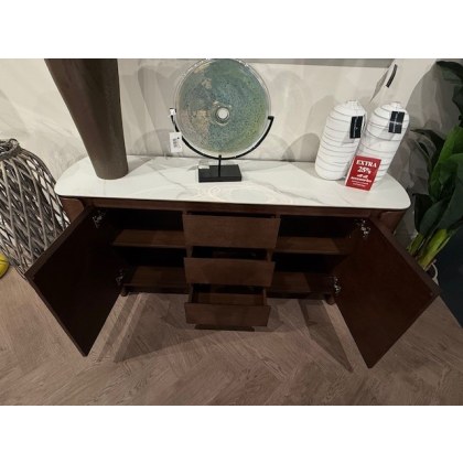 Lugano Sideboard White Stone Top on Walnut Base