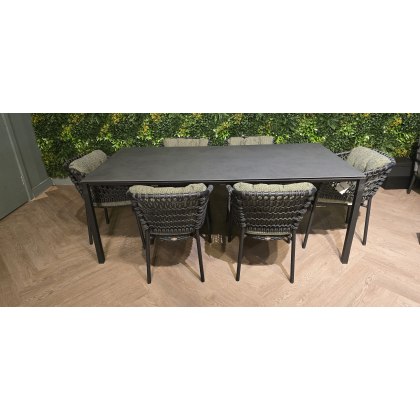Cane-Line Pure Outdoor Dining Table & 6x Dining Chair with Cushion Set