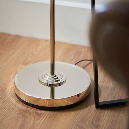 Highclere 3-Light Floor Lamp – Bright Nickel with Charcoal Shade