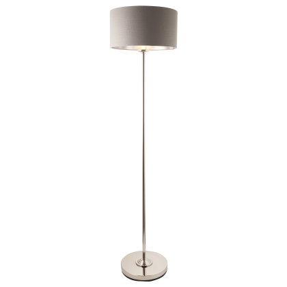 Highclere 3-Light Floor Lamp – Bright Nickel with Charcoal Shade Highclere 3-Light Floor Lamp – Bright Nickel with Charcoal Shade