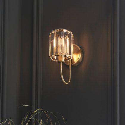 Berenice Wall Light – Antique Brass & Faceted Glass
