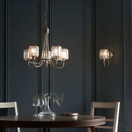 Berenice Pendant Light Bright Nickel and Faceted Glass