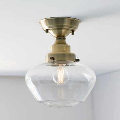 Camberley Ceiling Light Antique Brass with Clear Glass