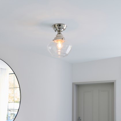 Camberley Ceiling Light Bright Nickel with Clear Glass