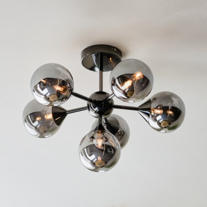 Oscar Ceiling Light Black with Smoked Glass