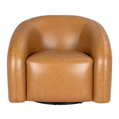 Cascade Leather Swivel Chair- Brown