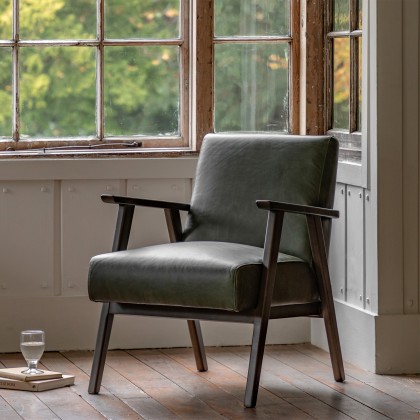 Neyland Heritage Green Leather Armchair