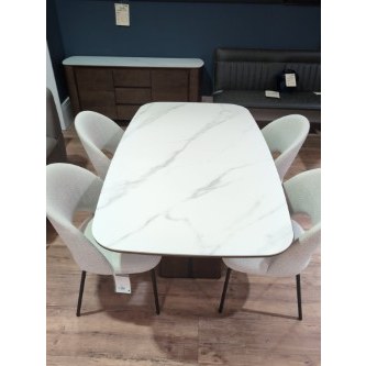Lugano, 160cm Fixed Dining Table Plus 4 x Lily Curved Back Chairs