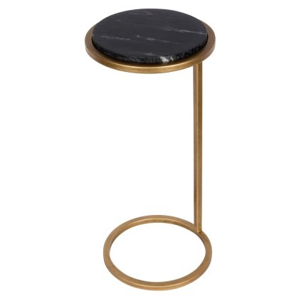 Iota Accent Table Black Marble Aged Gold Frame