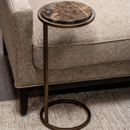 Iota Accent Table Brown Emperador Marble