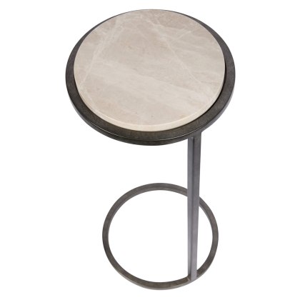 Iota Accent Table Grey Emperador Marble Aged Silver