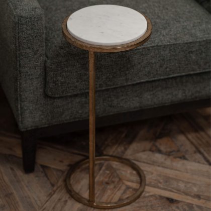 Iota Accent Table White Banswara Marble