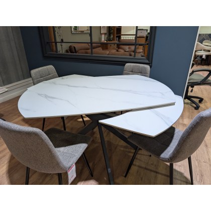 Busby, 140cm Extending Table with 4 x Path Grey Chairs
