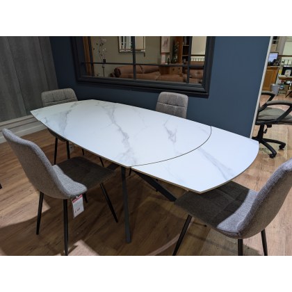 Busby, 140cm Extending Table with 4 x Path Grey Chairs