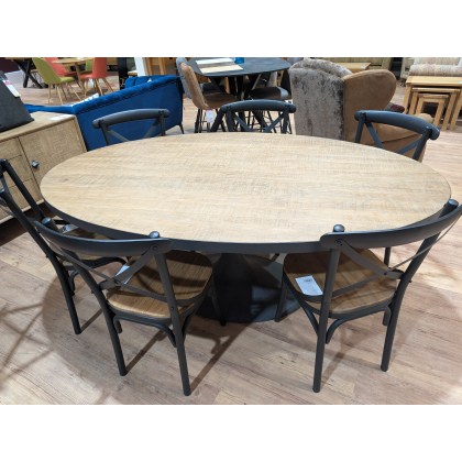 Heston, Lrg Oval Dining Table Plus 6 x Madeleine Chairs
