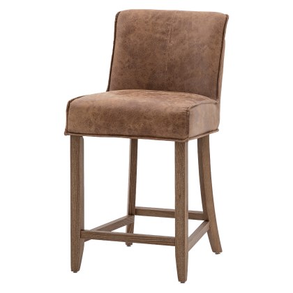 Tarnby Brown Leather Bar Stool