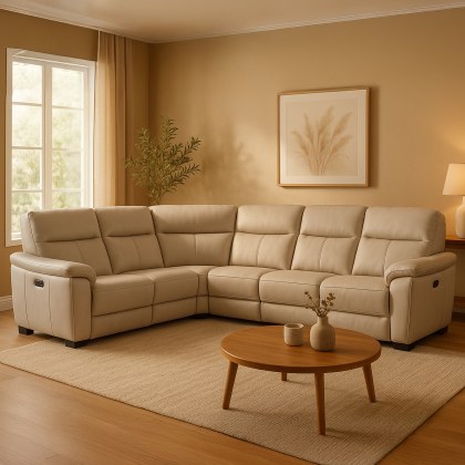 Torino Power Recliner Corner Sofa w/ Power Headrest & Lumber Torino Power Recliner Corner Sofa w/ Power Headrest & Lumber