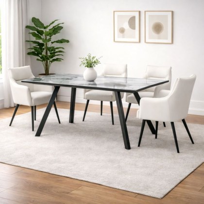 Toronto Extending Table + 4 Fifi Leather Dining Chairs (Semi Analine)