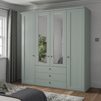 Wiemann Linate 200cm 4 Wood 2 Mirror Door 3 Drawer Wardrobe Wiemann Linate 200cm 4 Wood 2 Mirror Door 3 Drawer Wardrobe