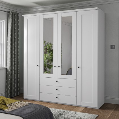 Wiemann Linate 200cm 4 Wood 2 Mirror Door 3 Drawer Wardrobe Wiemann Linate 200cm 4 Wood 2 Mirror Door 3 Drawer Wardrobe