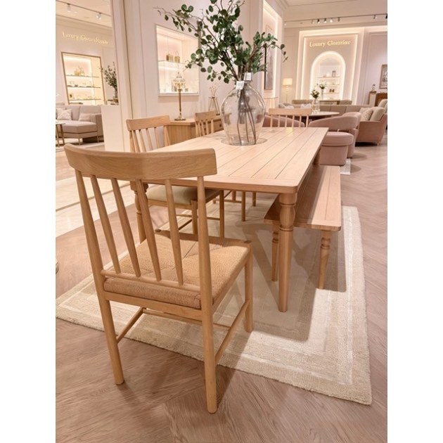 Eton Extending table 180-230cm Table, Wooden Bench, 2x Upholstered Chairs and 2x Wooden Rope Chairs