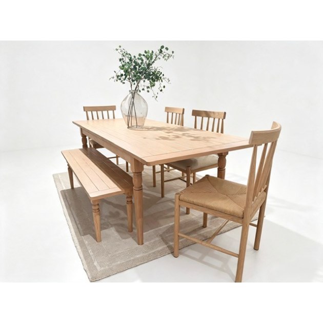 Eton Extending table 180-230cm Table, Wooden Bench, 2x Upholstered Chairs and 2x Wooden Rope Chairs Eton Extending table 180-230cm Table, Wooden Bench, 2x Upholstered Chairs and 2x Wooden Rope Chairs