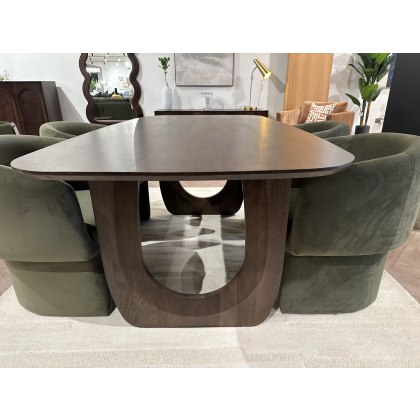 Arc 200x100cm Dining Table and 4x Holm Chairs in Moss Green