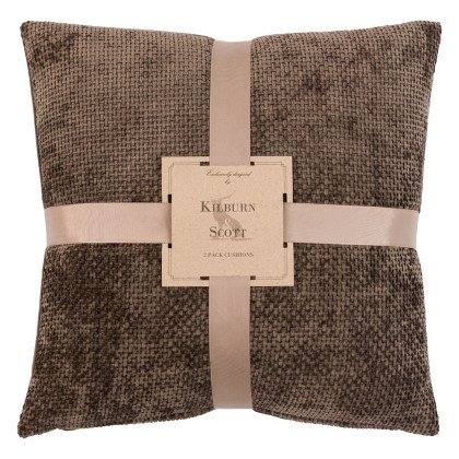 Basketweave Chenille Chocolate Cushion 2 Pack