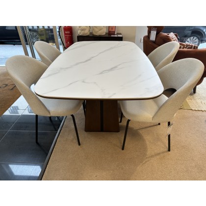 Lugano 160cm Fixed Dining Table and 4 Lily Curve Back Chairs Lugano 160cm Fixed Dining Table and 4 Lily Curve Back Chairs