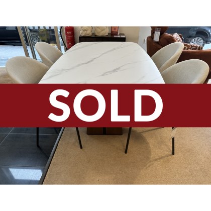 Lugano 160cm Fixed Dining Table and 4 Lily Curve Back Chairs