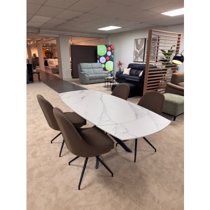 BUSBY 140CM EXTENDING TABLE WITH 4 X MILFORD SWIVEL CHAIRS BUSBY 140CM EXTENDING TABLE WITH 4 X MILFORD SWIVEL CHAIRS