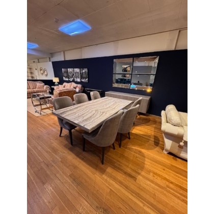 EZRA DINING TABLE WITH 6 X HARPER CHAIRS & MAVERICK 4 DOOR SIDEBOARD EZRA DINING TABLE WITH 6 X HARPER CHAIRS & MAVERICK 4 DOOR SIDEBOARD