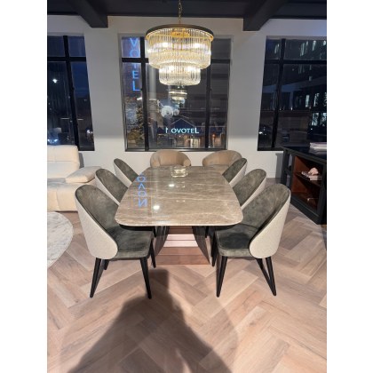 OPERA DINING TABLE WITH 6 X PECOS DINING CHAIRS OPERA DINING TABLE WITH 6 X PECOS DINING CHAIRS