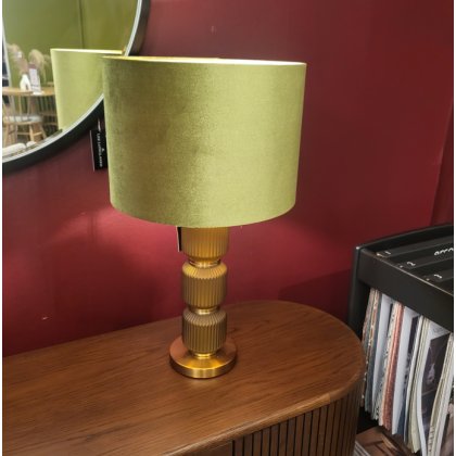 Green frosted pleated glass table lamp 57cm
