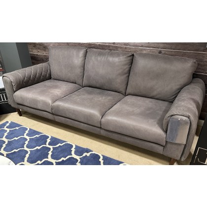 Tarquin 3 Seater Sofa in Leather (Alabama) Dark Grey 53701 W241cm D101cm H 91cm