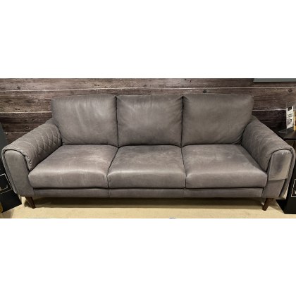Tarquin 3 Seater Sofa in Leather (Alabama) Dark Grey 53701 W241cm D101cm H 91cm