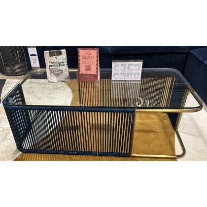 WERNER Coffee Table Blue & Gold W125cm D65cm H42cm