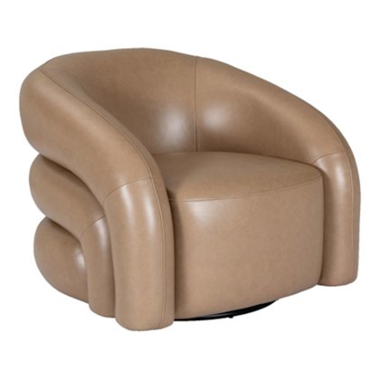 Cascade Leather Swivel Chair- Taupe