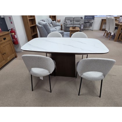 LUGANO 160CM FIZED DINING TABLE WITH 4 X LUGANO LILY CURVE BACK CHAIRS