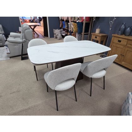 LUGANO 160CM FIZED DINING TABLE WITH 4 X LUGANO LILY CURVE BACK CHAIRS