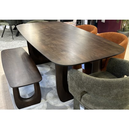 ARC- Dining Table, Dining Bench and 2 Holme Dining Chairs in Rust ARC- Dining Table, Dining Bench and 2 Holme Dining Chairs in Rust