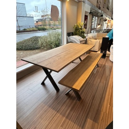 Clifton 220cm x 100cm Dining Table, Seat Bench & 50cm Extension Leaf