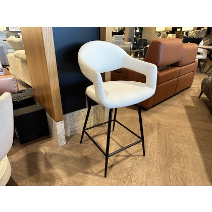 Raffi Jasmine White Barstool in Boucle fabric