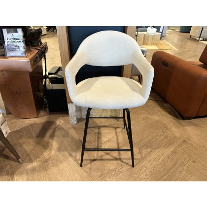 Raffi Jasmine White Barstool in Boucle fabric