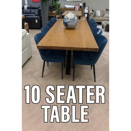 Quebec 2.40cm Table with Star Base + 8 Blue Velvet Whitney Chairs