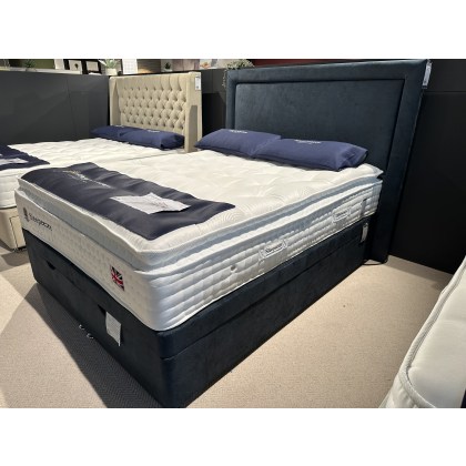 Portebello 3200 5ft Mattress with Full End Opening Ottoman Bed And Magnolia Headboard in Blue