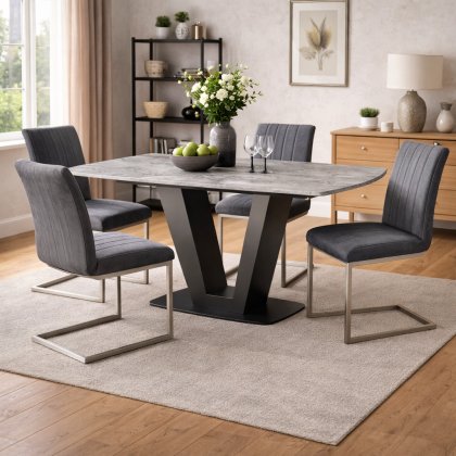 Tanaro Compact Dining Table & 4 Tanaro Dining Chairs (Dark Grey)