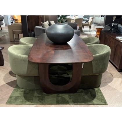 Arc Table & $ x Moss Green Holm Armchairs